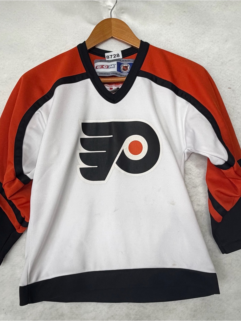 Philadelphia Flyers Jersey Boys White John LeClair #10 CCM NHL Hockey S/M 8728